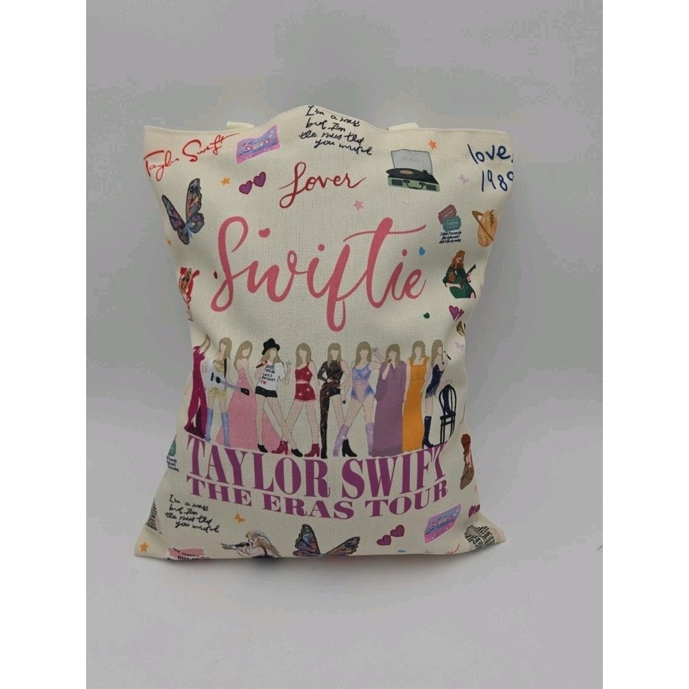 Taylor Swift Eras Tour Canvas Tote Bag Makeup Bag 2 Keychains 48 Stickers NEW - Picture 3 of 16